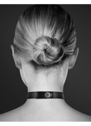 Collier en cuir noir SM avec double anneau métal argenté pour laisse - CC6060030010